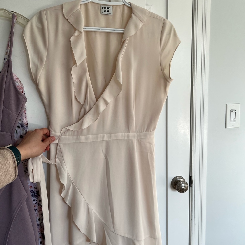 Sunday best cream wrap dress